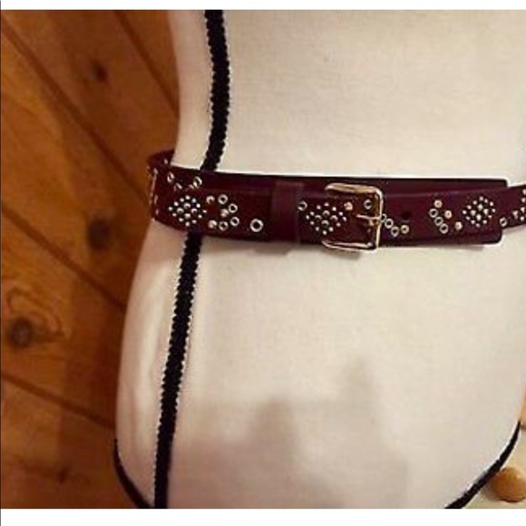 New REBECCA MINKOFF Burgundy LEATHER Buckle BELT size S - Picture 3 of 8
